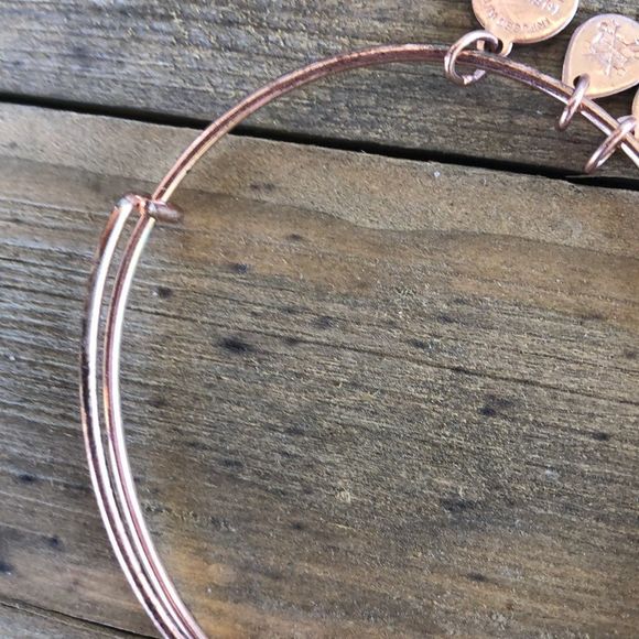 Alex and Ani Black Enamel Crystal Joy Rose Gold Tone Charm Bracelet! EUC - Picture 6 of 10